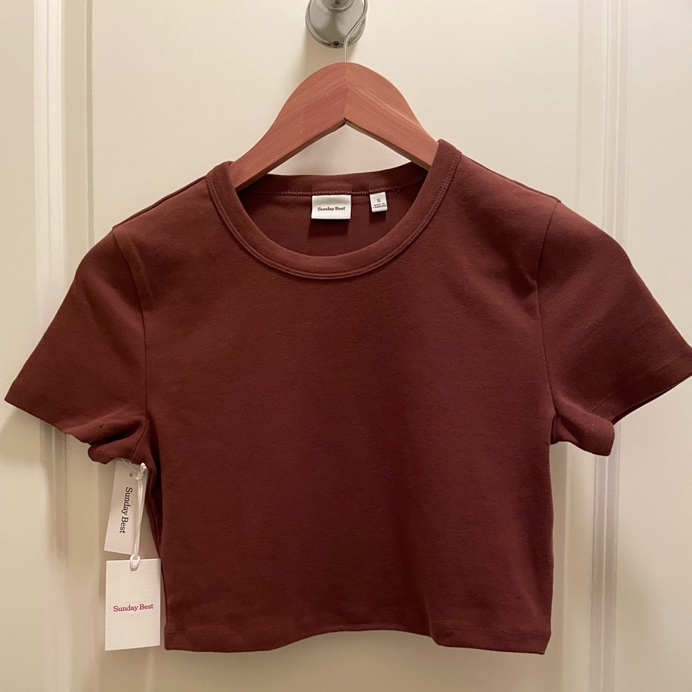 Sunday Best Aritzia — Brown Crop Top — Small